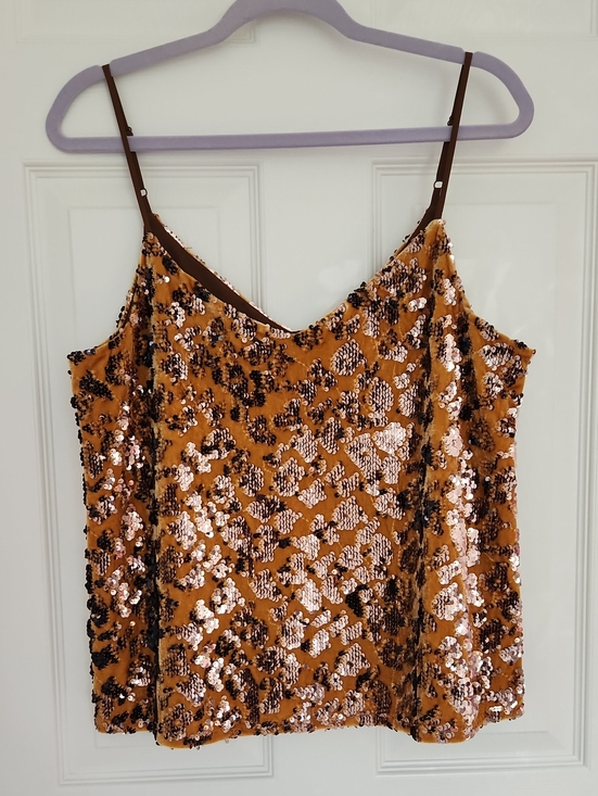 Ro & De Tops - Chic Glam Cocktail Party Rave Date Night Going Out Copper Sequin Ro & De Cami